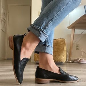 Black leather loafer